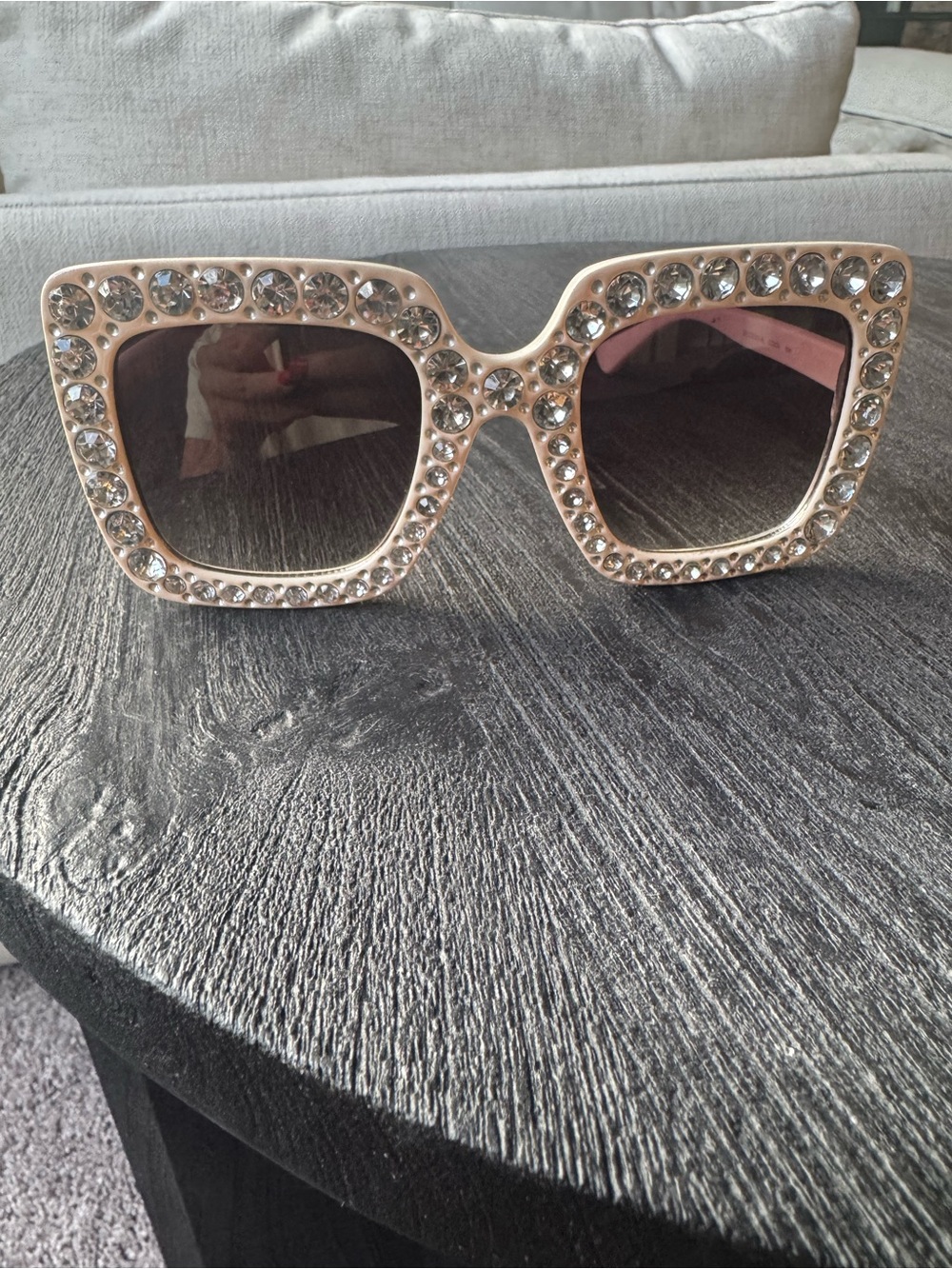 Circus by Sam Edelman off white cream oversized rhinestone sunglasses
